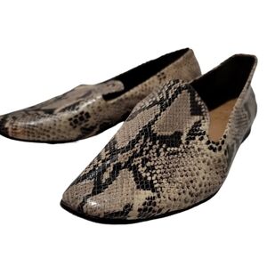 Schutz Snake Print Leather Loafers Shoes Slip-on Square Toe 8.5